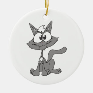 Ornement Rond En Céramique Chat gris