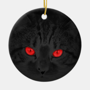 Ornement Rond En Céramique Chat noir