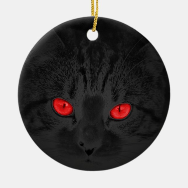 Ornement Rond En Céramique Chat noir (Devant)