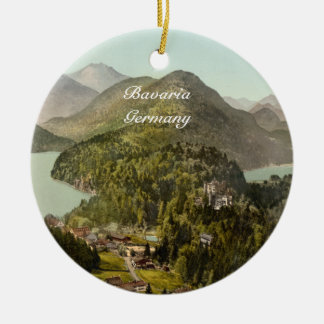 Ornement Rond En Céramique Château de Hohenschwangau et Alpes, Bavière,