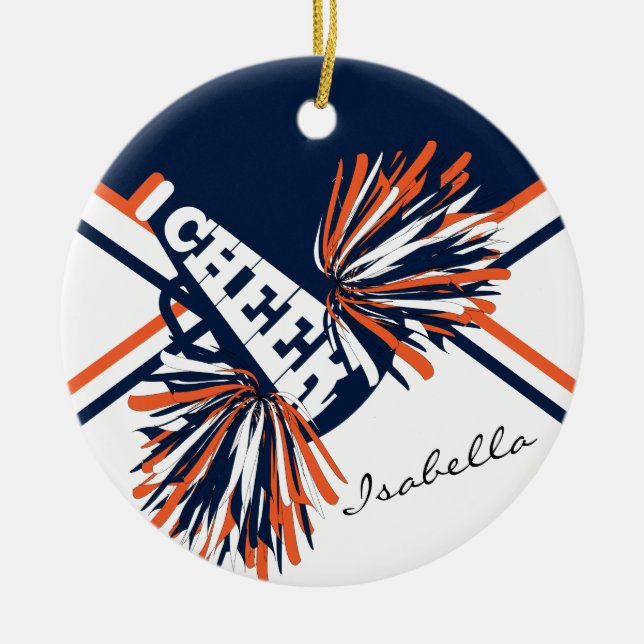 Ornement Rond En Céramique Cheerleader - Orange, White and Navy Blue (Devant)