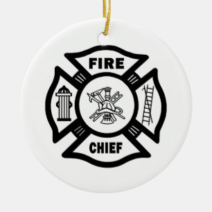 Ornement Rond En Céramique Chef des pompiers