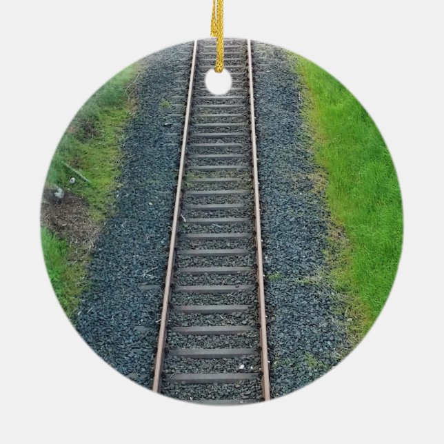 Ornement Rond En Céramique Chemin de fer dans la nature, paysage (Dos)