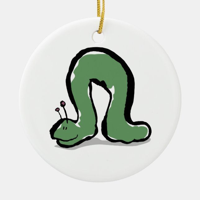 Ornement Rond En Céramique chenille verte (Devant)