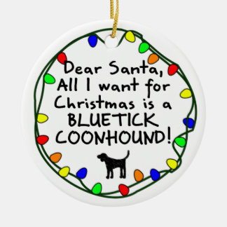 Ornement Rond En Céramique Cher Coonhound de Père Noël Bluetick