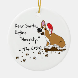 Ornement Rond En Céramique Cher Noël de corgi de Gallois de Pembroke de Père