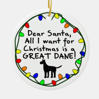 Ornement Rond En Céramique Cher Père Noël great dane