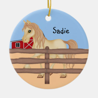 Ornement Rond En Céramique Cheval Brown à la ferme
