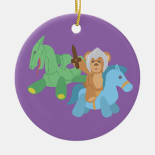 Ornement Rond En Céramique Chevalier de l'ours Teddy