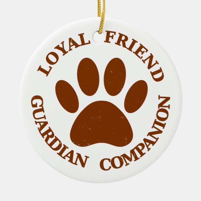 Ornement Rond En Céramique Chien Paw Loyal Friend (Devant)