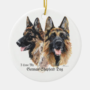 Ornement Rond En Céramique Chiens de berger allemands