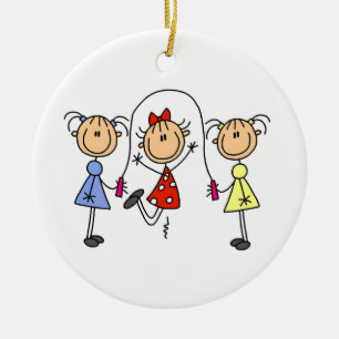 Ornement Rond En Céramique Chiffre corde à sauter de bâton de filles