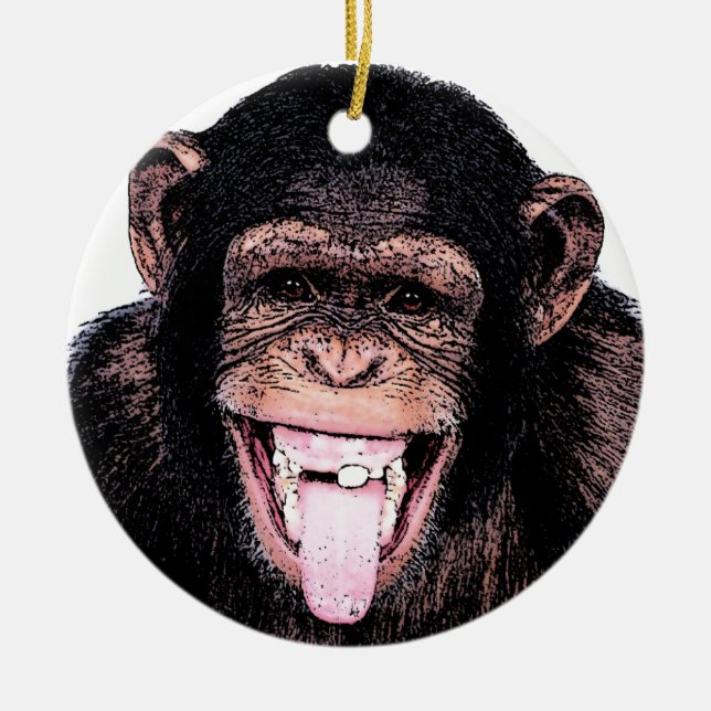Ornement Rond En Céramique Chimpanzé (Devant)