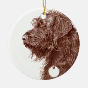 Ornement Rond En Céramique Chocolat Labradoodle