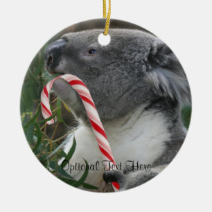 Ornement Rond En Céramique Christmas Candy Cane Koala