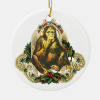 Ornement Rond En Céramique Christmas monkey