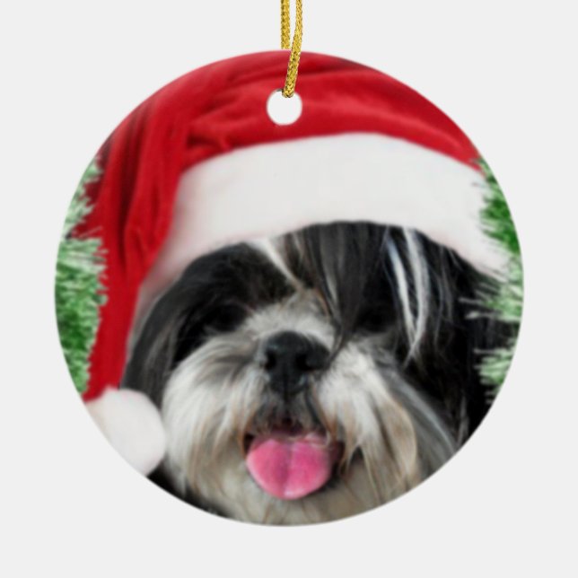 Ornement Rond En Céramique Christmas Shih Tzu (Devant)