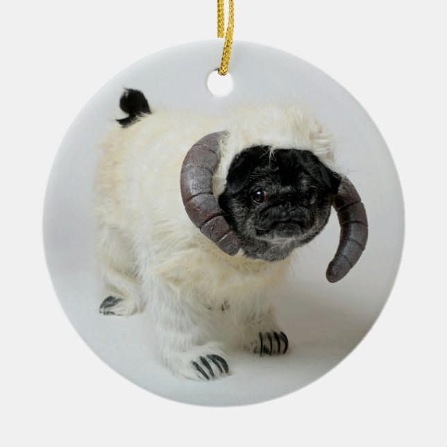 Ornement Rond En Céramique Chubbs l'ornement de Noël de Wampug (Devant)