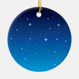 Ornement Rond En Céramique Ciel nocturne étoilé bleu profond