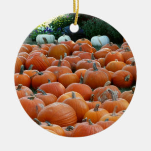 Ornement Rond En Céramique Citrouilles et Chrysanthèmes Photographie de la ré