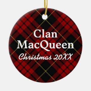 Ornement Rond En Céramique Clan MacQueen Scottish Red and Black Tartan