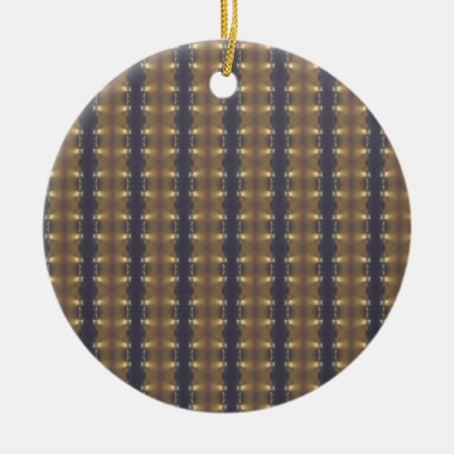 Ornement Rond En Céramique Classic Black Brown Gold Stripes and Squares (Devant)