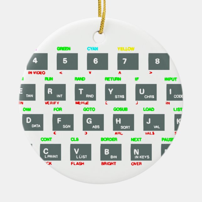 Ornement Rond En Céramique Clés de clavier de spectre de Sinclair ZX (Devant)