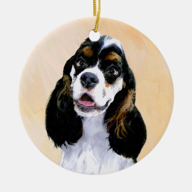 Ornement Rond En Céramique Cocker Spaniel (Parti) Peinture - Art Chien origin (Devant)