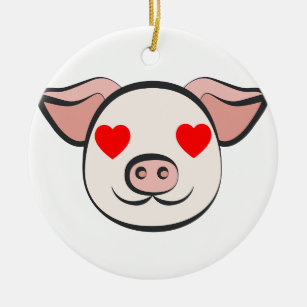 Ornement Rond En Céramique Coeur de porc Emoji