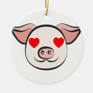 Ornement Rond En Céramique Coeur de porc Emoji