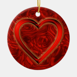 Ornement Rond En Céramique Coeur et roses