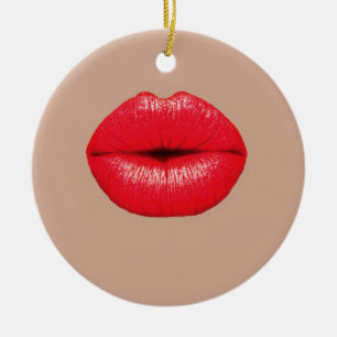 Ornement Rond En Céramique Coffee Lips baiser pop art