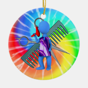 Ornement Rond En Céramique Coiffeur