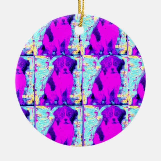 Ornement Rond En Céramique collage de chien beagle (Devant)