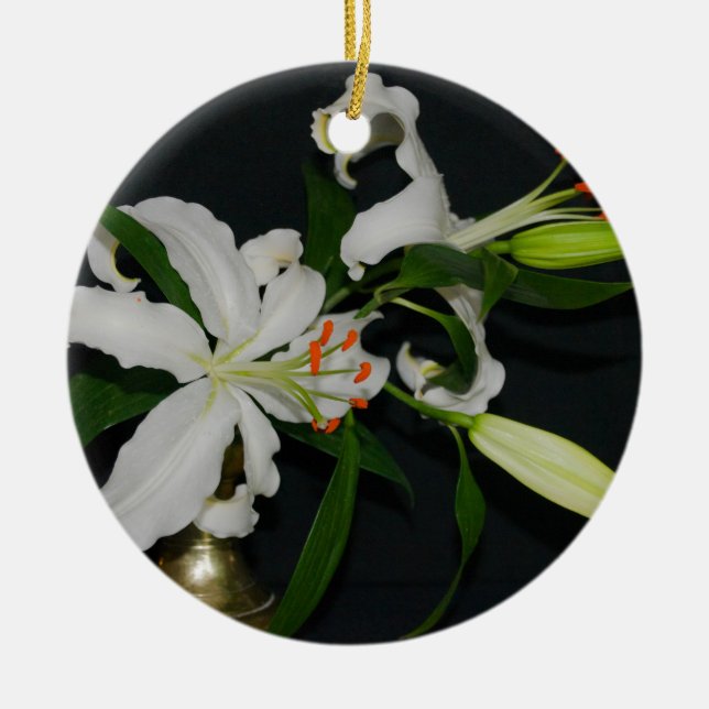 Ornement Rond En Céramique Collection Irlandaise de laiton et de fleurs (Devant)