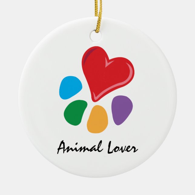 Ornement Rond En Céramique Collier animal de Lover_Heart-Paw (Devant)