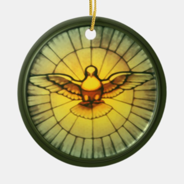 Ornement Rond En Céramique Colombe du Saint-Esprit (Devant)