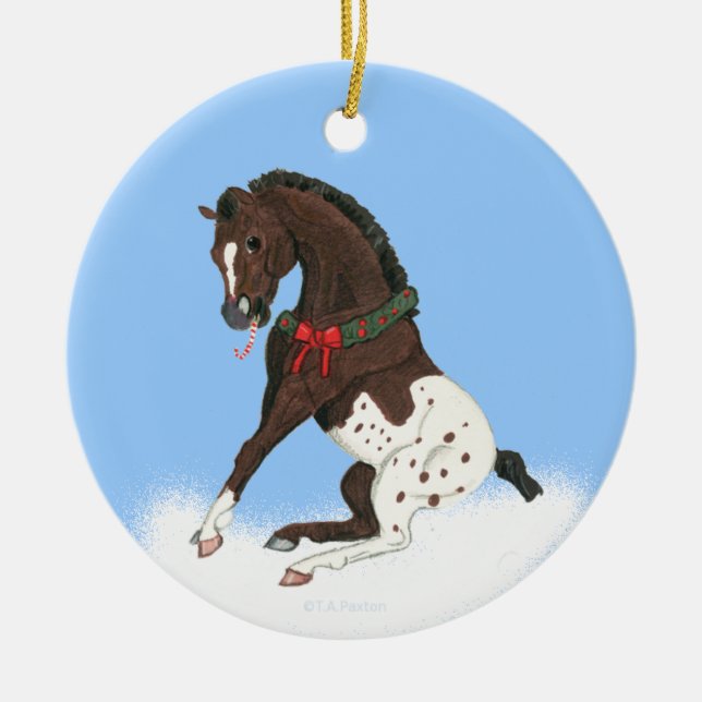 Ornement Rond En Céramique Colt d'Appaloosa de Noël (Devant)