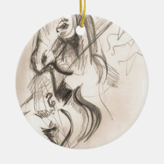 Ornement Rond En Céramique Conception de dessin de violoncelle de cheval