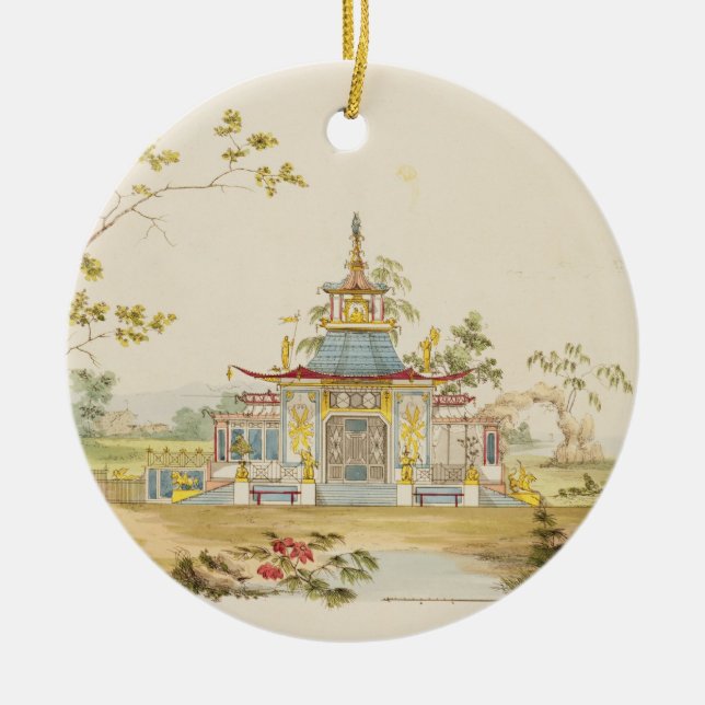 Ornement Rond En Céramique Concevez pour un temple chinois, c.1810 (stylo et (Devant)