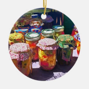 Ornement Rond En Céramique Conserves au vinaigre et gelées