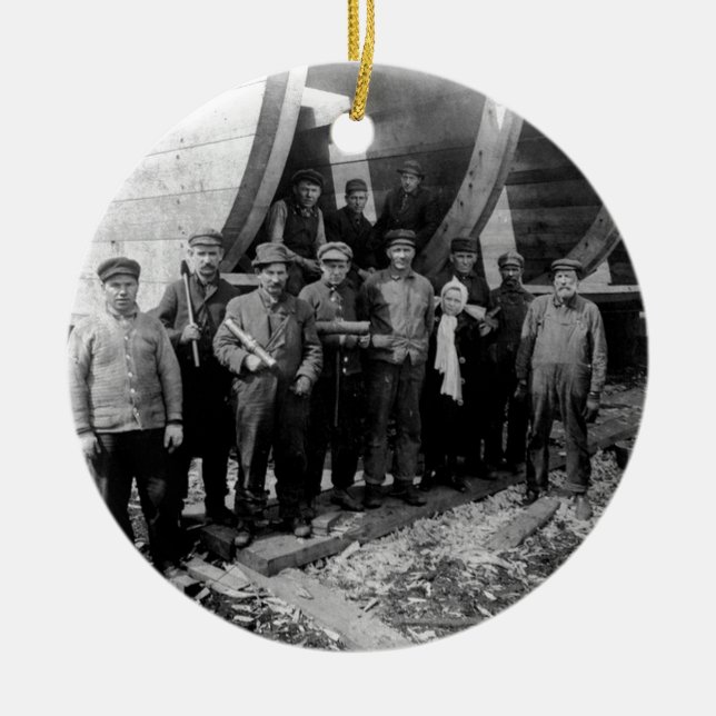 Ornement Rond En Céramique Constructeurs de navires dans le cru marin du (Devant)