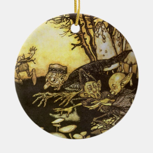 Ornement Rond En Céramique Conte de fées vintage, bande d'ouvriers par Rackha (Devant)