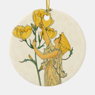 Ornement Rond En Céramique Conte de Fées Vintage, Primrose du Soir, Walter Cr