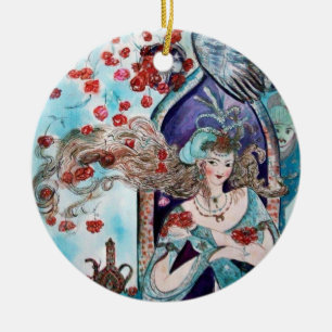 Ornement Rond En Céramique CONTE ORIENTAL DE FÉES Saphir Bleu