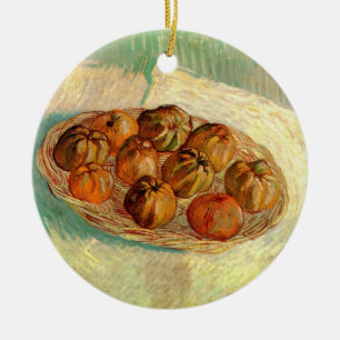 Ornement Rond En Céramique Corbeille de pommes à Pissarro par Vincent van Gog