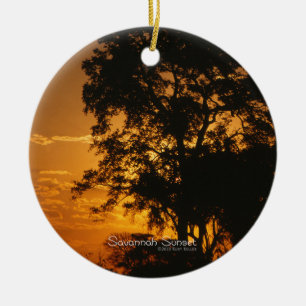 Ornement Rond En Céramique Coucher de soleil de Savannah