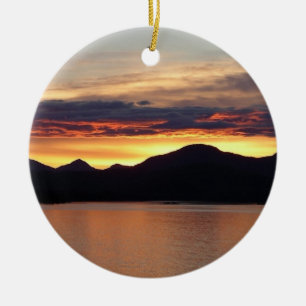 Ornement Rond En Céramique Coucher de soleil en Alaska I Photographie de l'Al