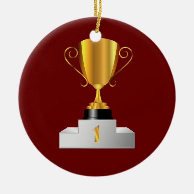 Ornement Rond En Céramique Coupe trophée d'or (Devant)