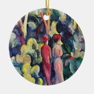 Ornement Rond En Céramique Couple sur le chemin forestier par August Macke